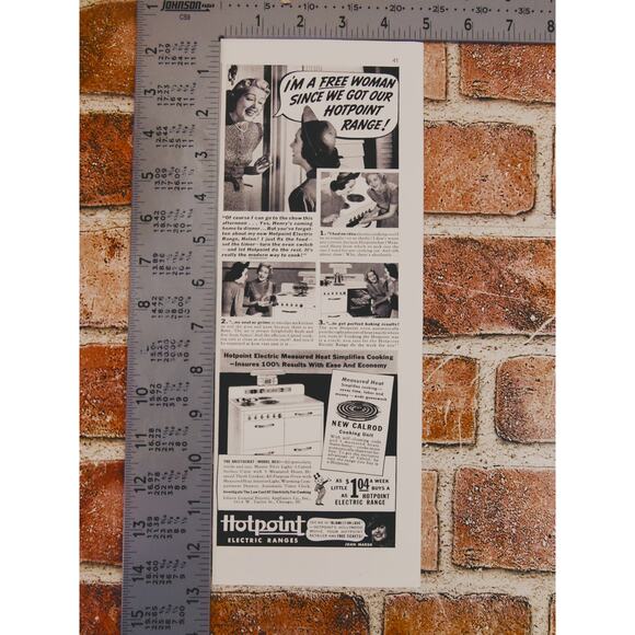 1940 "I'm a Free Woman Since We‎ Got Our Hotpoint Range" Vtg Print Ad - Picture 6 of 11